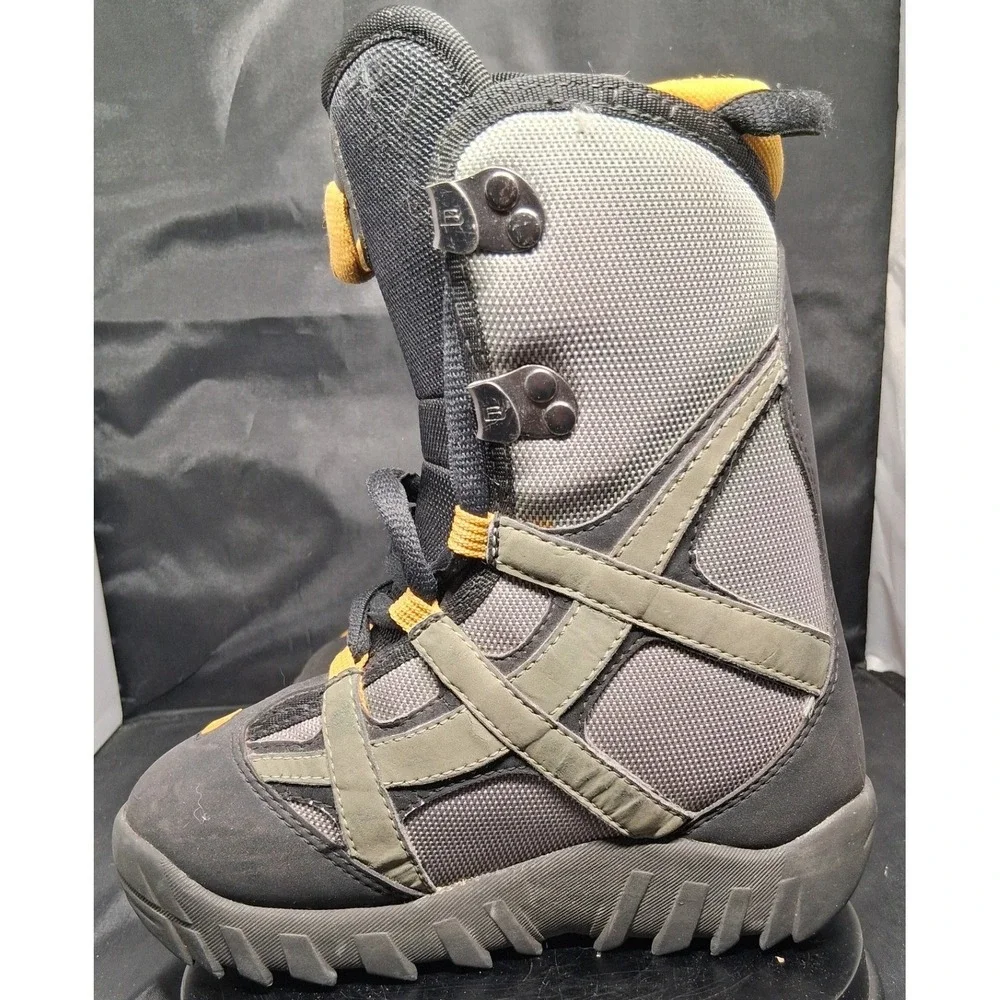 Burton Youth Snowboard Boots Black Grey Orange Size 1 Kids Lace Up Winter Sports